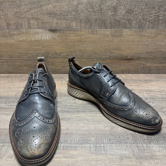 Ecco Phorene Blue Leather Wingtip Shoes Men\'s Size EU 44 main image 5